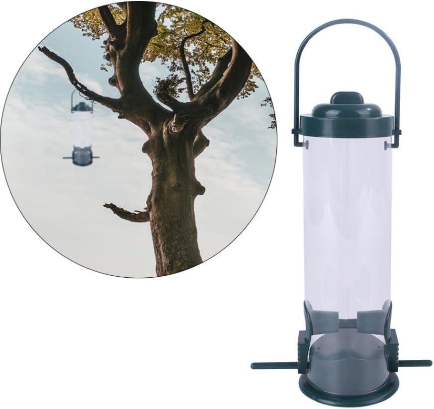 Bird Feeder Hanging Seed Holder Bird Food Container Dispenser Automatic Plastic Supplies for Outoor Wild Birds, Bird Seed Feeder