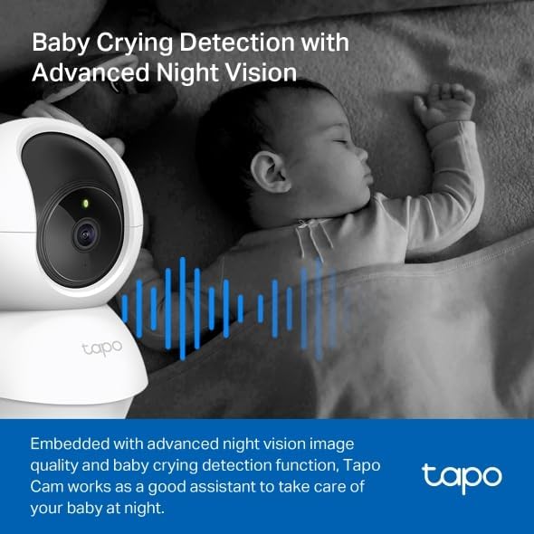 Tapo 2K Pan/Tilt Security Camera for Baby Monitor, Dog Camera w/Motion