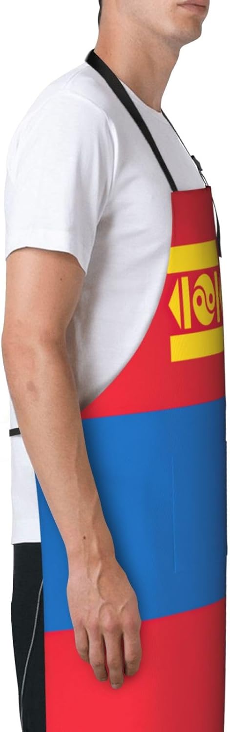 YANYU Mongolian flag Print 28x33 In Kitchen Apron Stylish Chef Apron w