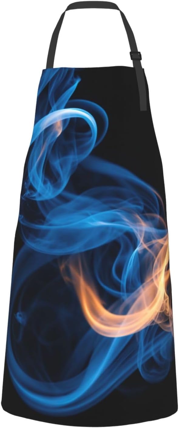 Blue Flame print Waterproof chef's apron with pocket apron for kitchen