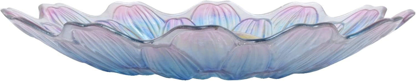 Hi Line Gift Ltd. Solar LED Floral Glass Bird Bath with Stand - Purple & Purple Dahlia