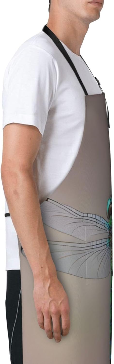 Dragonfly print Waterproof chef's apron with pocket apron for kitchen cooking baking barbecue and gardening