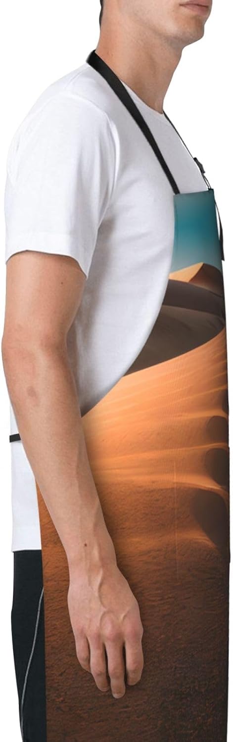 Sand Dunes print Waterproof chef's apron with pocket apron for kitchen cooking baking barbecue and gardening