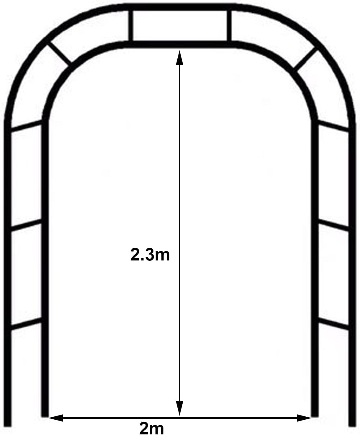 Black Metal Garden Arch - Rose Climbing Trellis for Outdoor Plants, Wedding Decor, 2x2.3m Arbor Support for Flowers and Vines in Lawn & Backyard