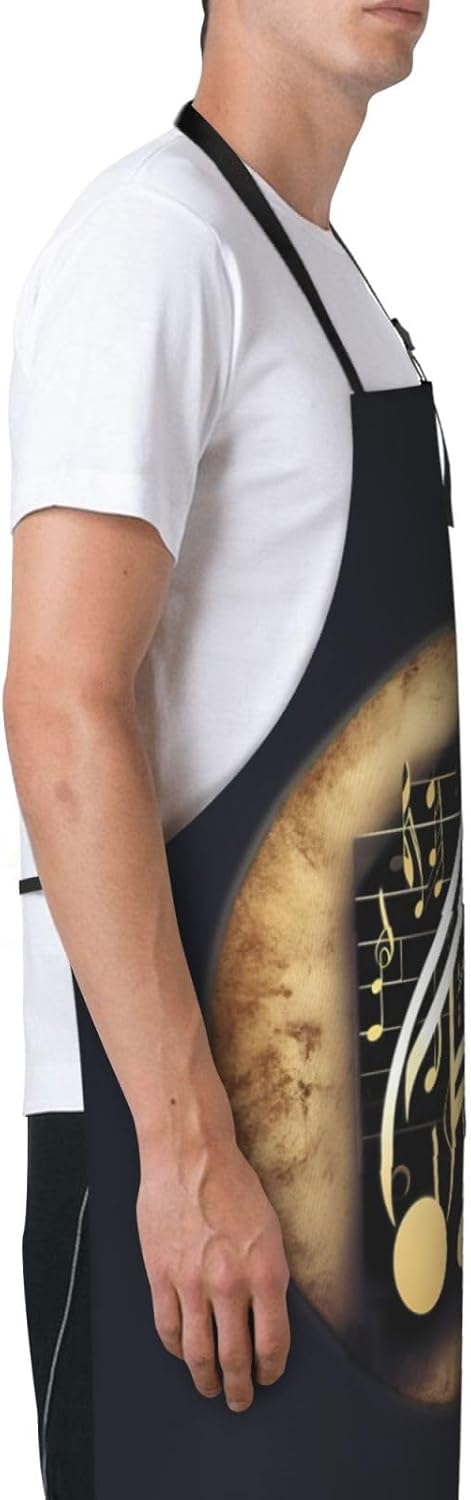 music 1 print Waterproof chef's apron with pocket apron for kitchen co
