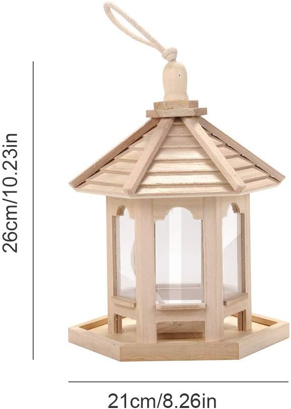 Wooden House Bird Feeder Hanging Feeding Station Hollow Bird Feeder (Assorted Color)