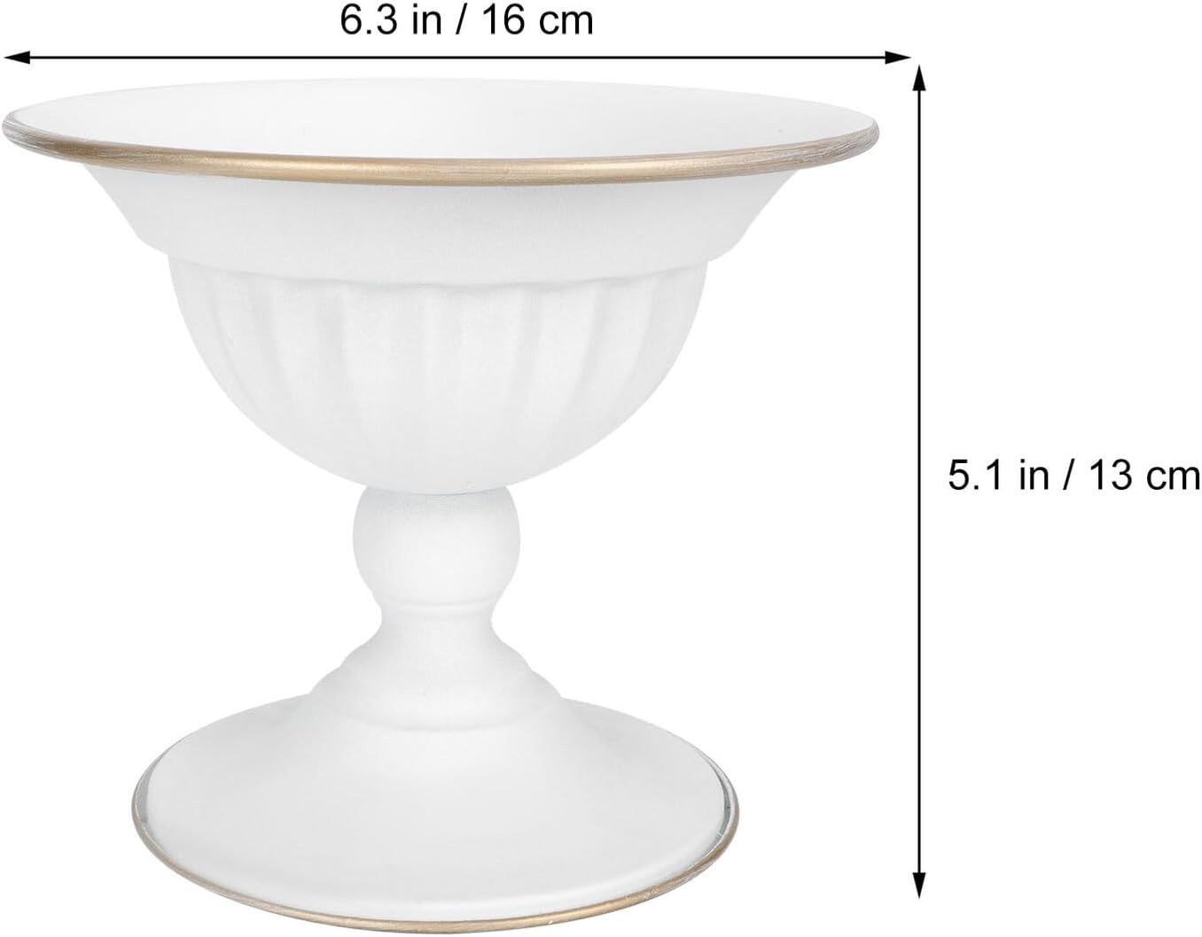 Milisten Metal White and Gold Desktop Flower Vase, European Style Iron Art Planter Pot for Indoor and Outdoor Decoration, Modern Decorative Flower Holder for Table Display