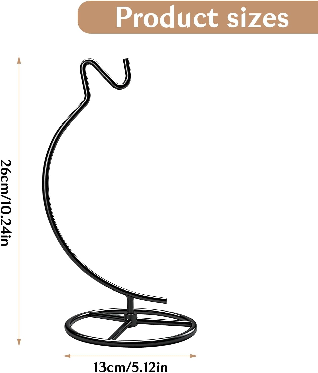 Ornament Display Stand with Hook, 11" Black Iron Hanging Stand for Air Plants, Glass Balls, Witch Balls, Terrariums, Christmas & Wedding Decorations, Home & Office Decor (black)