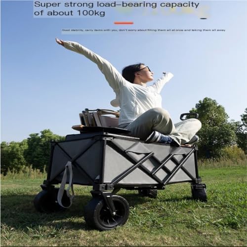 Portable Camping Cart,Folding Beach Trolley Cart with Table for Outdoor Camping Portable Picnic Cart for Camper Trailer and Van