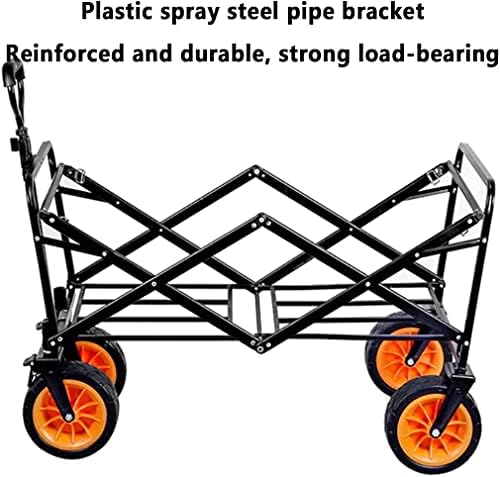 Portable Camping Cart,Outdoor Folding Utility Wagon Outdoor Foldable Cart Gardening Transport Truck with Brake All Terrain Transport Trolley Load-Bearing 100kg / 220lbs for Beach