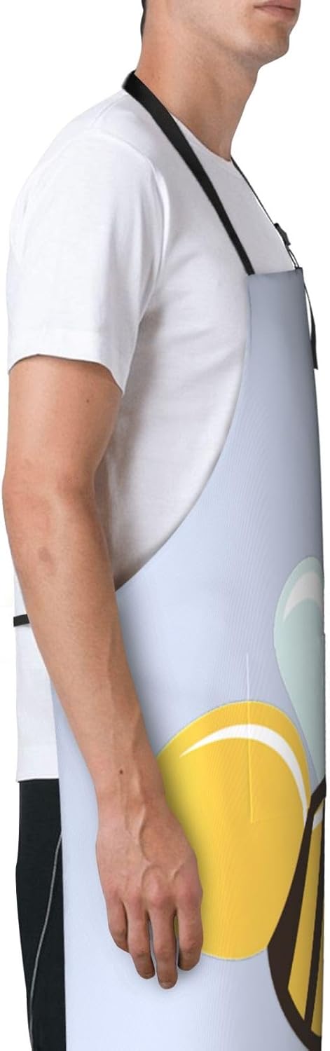 Cartoon Bee Print Laundry apron 28x33 In Waterproof Kitchen Apron with Pockets for Cooking Baking