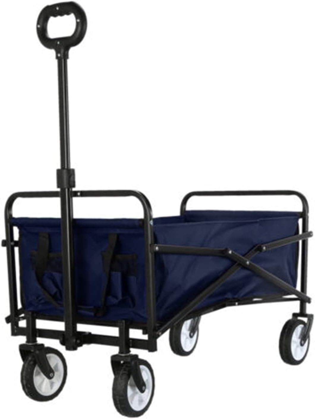 Adjustable Folding Garden Cart - Collapsible Utility Wagon for Outdoor Camping, Fishing, and Shopping - Heavy Duty 60kg/132lbs Capacity - Portable Blue Trailer