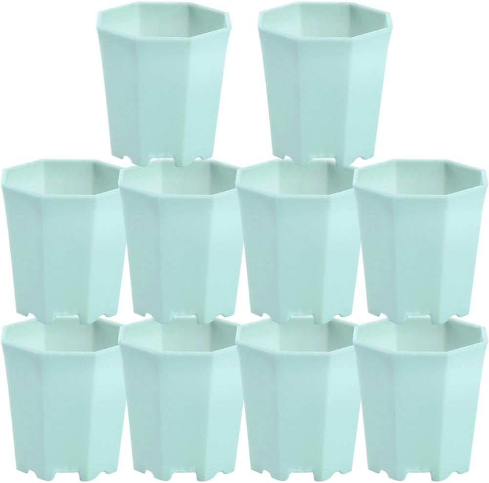 10pcs Octagonal Plant Pots, Plastic Flower Pots Mini Nursery Pots for 