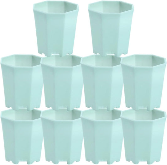 10pcs Octagonal Plant Pots, Plastic Flower Pots Mini Nursery Pots for 