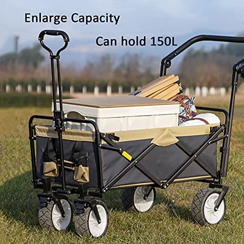 Portable Camping Cart,Foldable Wagon Beach Trolley Garden Portable Hand Cart Folding Outdoor Utility Wagon Picnic Camping Cart with Cup Holders for Camping Grocery Sp