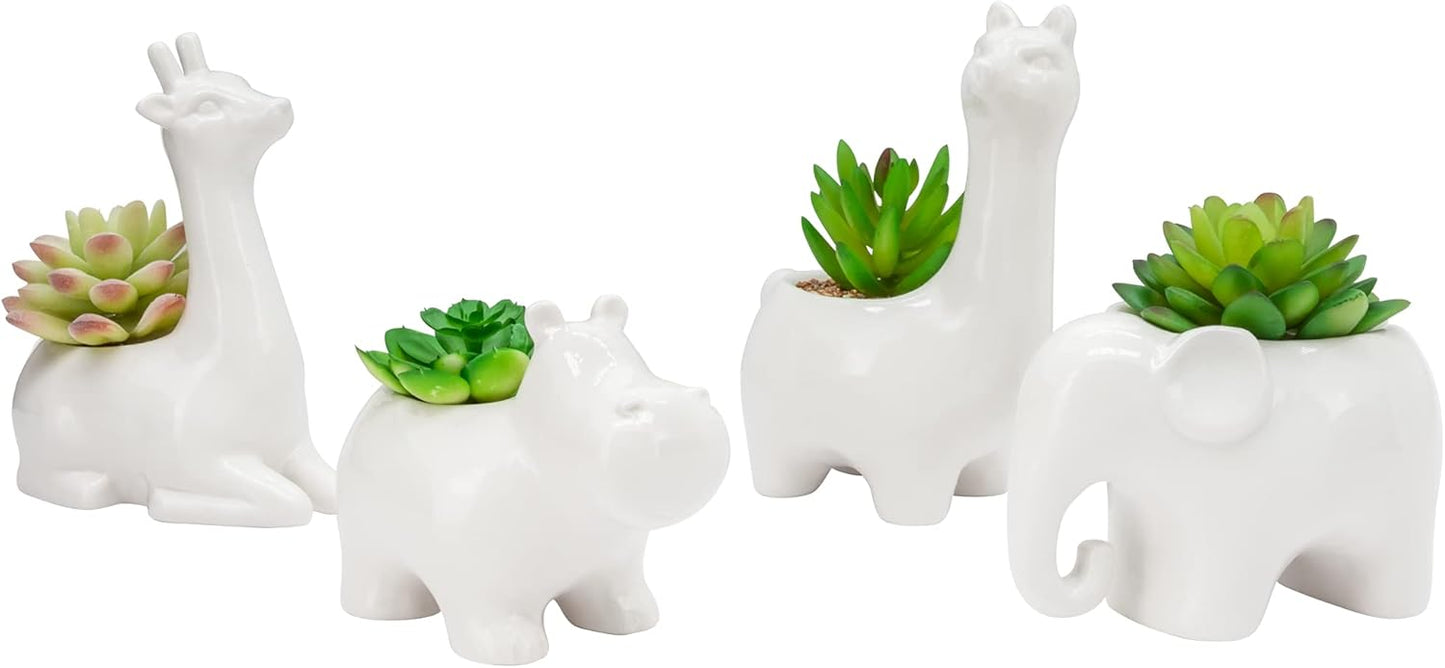 Torre & Tagus Animal Garden Ceramic Llama Faux Potted Succulent Home Decor Accent Piece for Living Room Counter Top Mantle Bookshelf Office Desk, Sedum