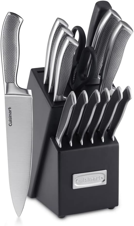 CUISINART Block Knife Set, 15pc Cutlery Knife Set with Steel Blades fo