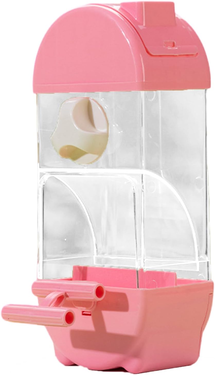 Clear Semi Closed Automatic Bird Feeder Splash Proof Designs Parrot Food Container For Small To Mediums Birds Bird Cage