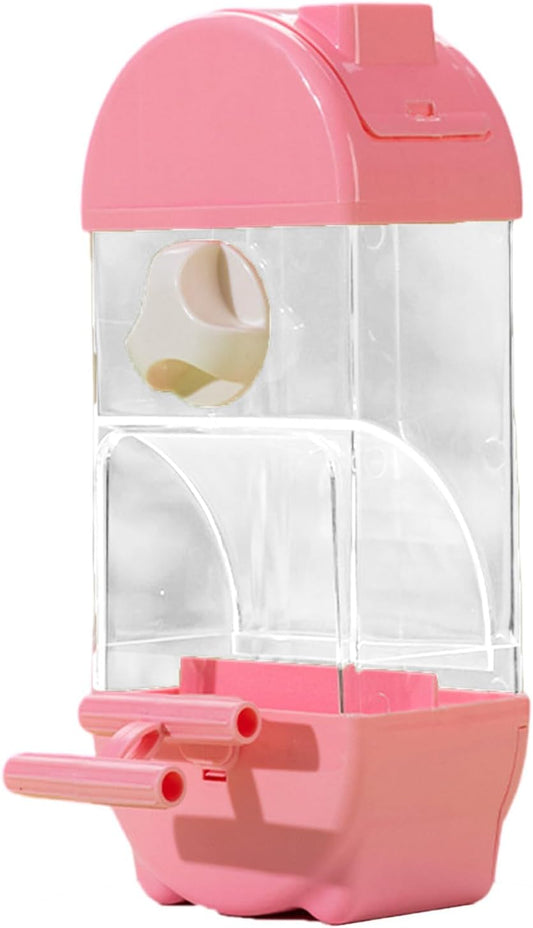 Clear Semi Closed Automatic Bird Feeder Splash Proof Designs Parrot Food Container For Small To Mediums Birds Bird Cage