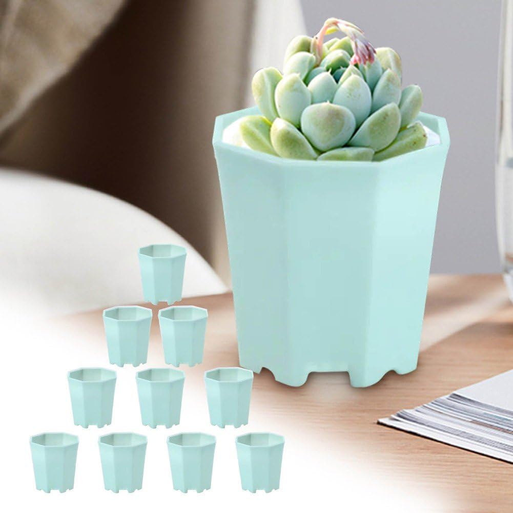 10pcs Octagonal Plant Pots, Plastic Flower Pots Mini Nursery Pots for 