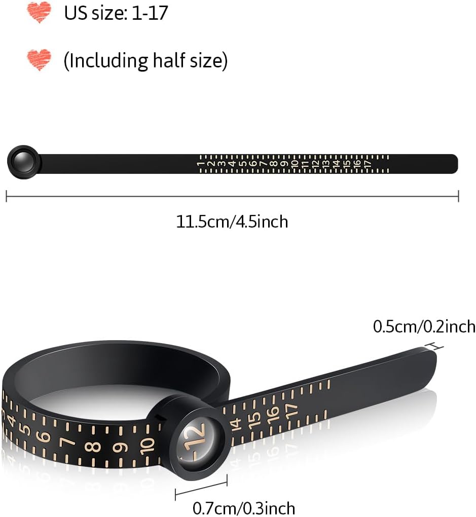 Meowoo Ring Sizer Measuring Tool with Magnifier, for Ring Measurer and