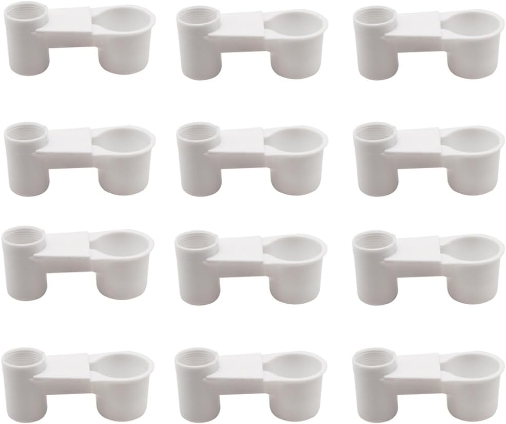 12Pcs Automatic Bird Drinker Feeder Plastic Soda Pop Water Bottle Cup or Pigeons Parrot Chicken Feeder Poultry Cage Cup Supplies (White)