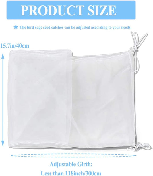 ASOCEA Extra Large Bird Cage Seed Catcher Guard Universal Birdcage Cover Nylon Mesh Net for Parrot Parakeet Macaw Lovebird - White (Not Include Birdcage) …