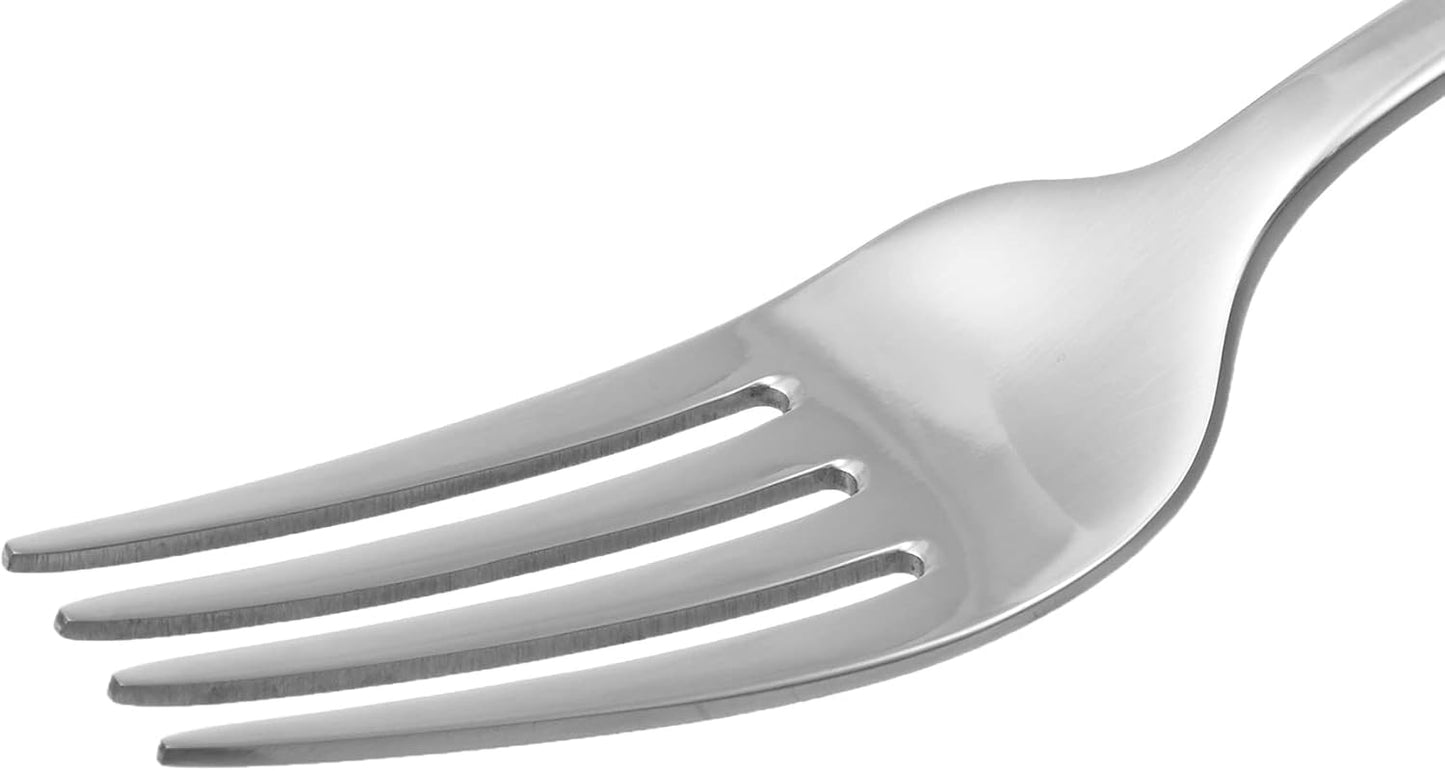 Amazon Basics Stainless Steel Dishwasher Safe Dinner Forks with Scalloped Edge, Well-Balanced Weight, Silver, Pack of 12