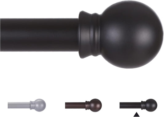 Curtain Rods for Windows 48 to 84-92 inch, 5/8" Matte Black Curtain Rod, Stainless Steel Small Curtain Rods for Bedroom, Living Room,Kitchen,Farmhouse, Outdoor Curtain rod Black