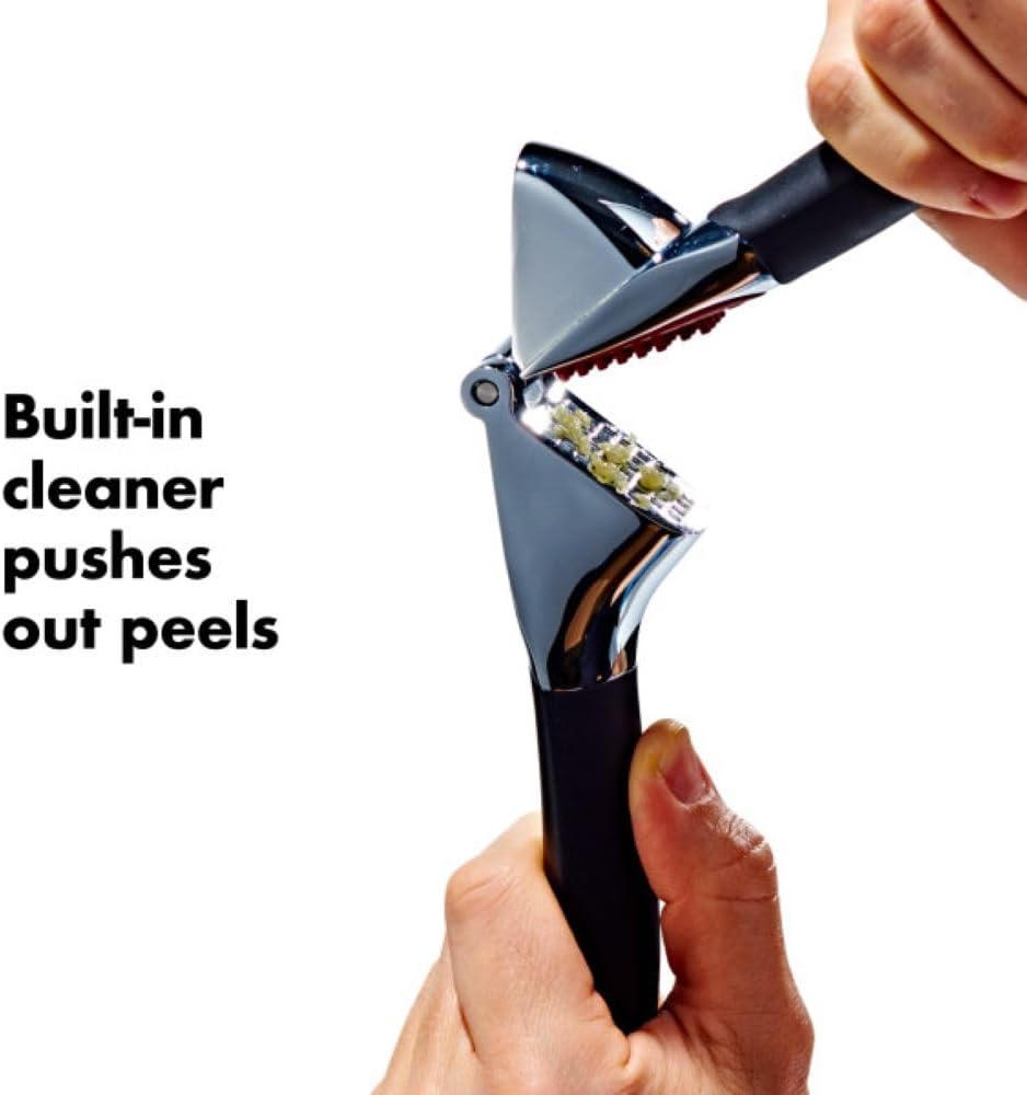 OXO Good Grips Heavy Duty Garlic Press, Die-Cast Zinc, Black