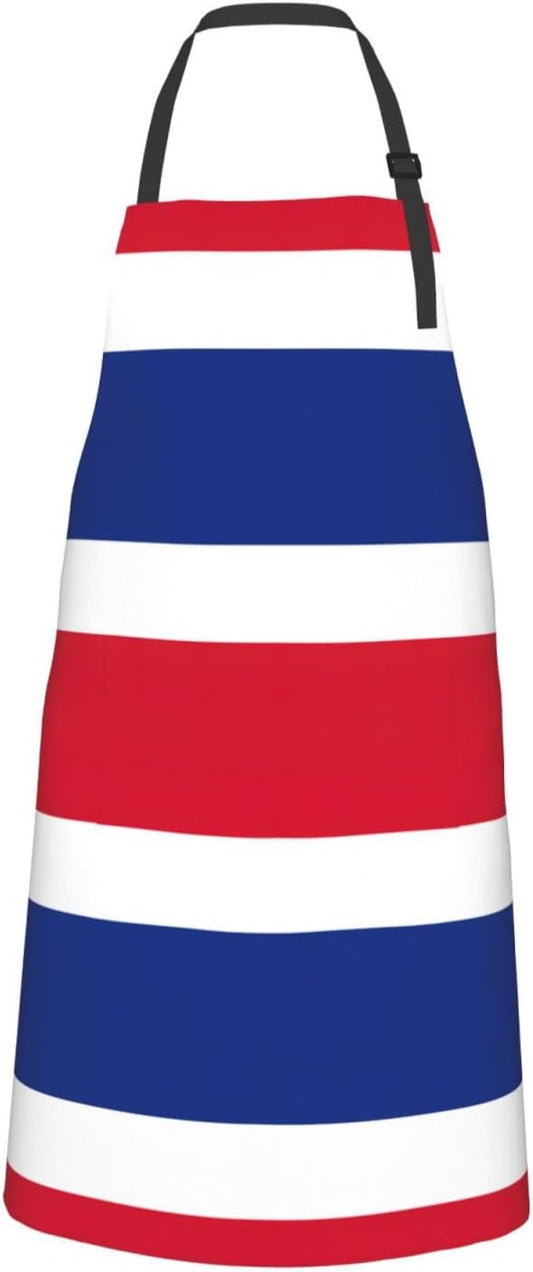 Flag of Costa Rica print Waterproof chef's apron with pocket apron for kitchen cooking baking barbecue and gardening
