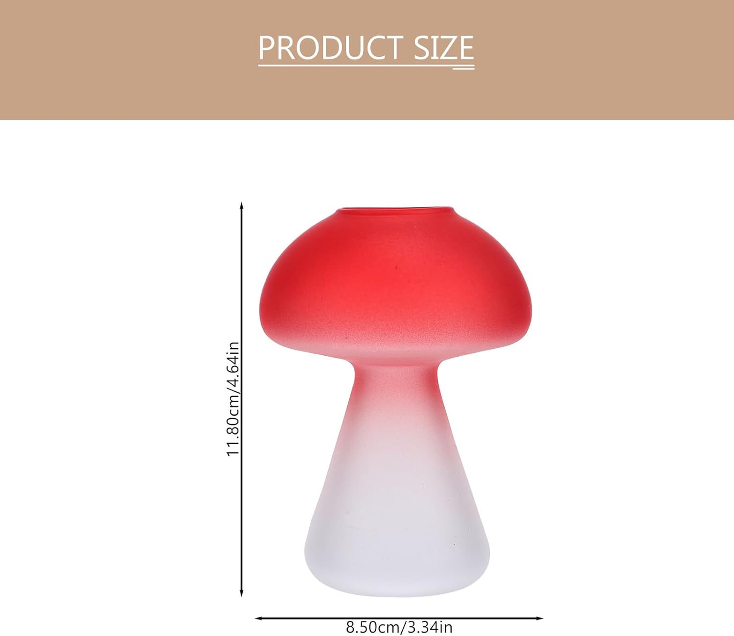 Mushroom Shaped Glass Vase Desktop Hydroponic Flower Pot Red Glass Ter