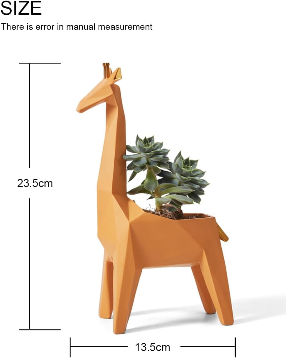 HAUCOZE Giraffe Planter Gifts Statue Animal Sculpture Decor Modern Figurine Arts Polyresin 9.3inch