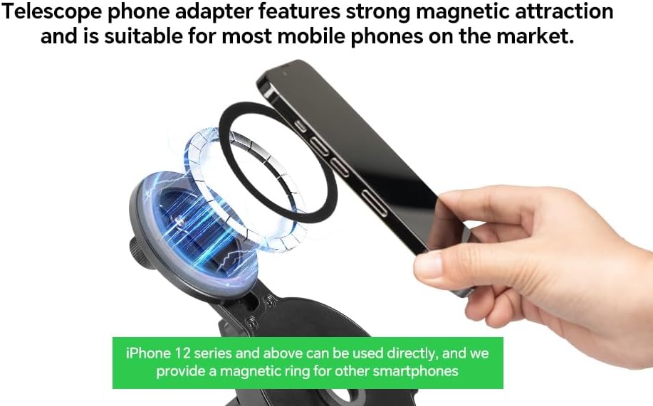 FANAUE Telescope Phone Adapter, Spotting Scope Smartphone Phone Mount for Binoculars Monocular Microscope, Magnetic Cell Phone Digiscoping Holder for Camera Photography
