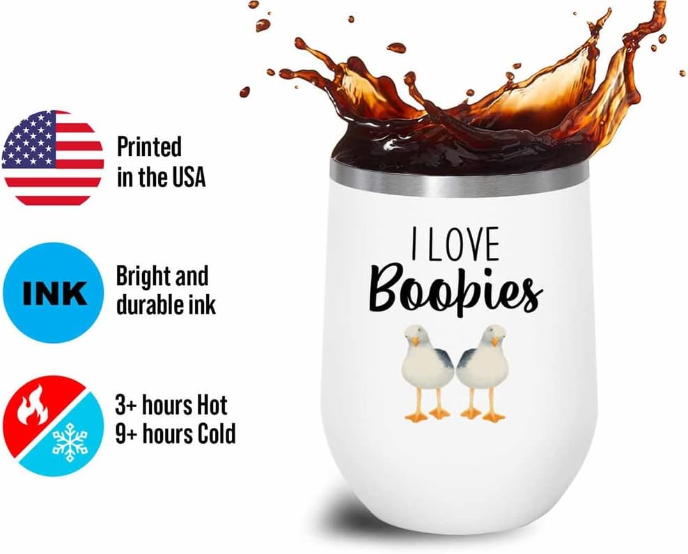 Bird Lover White Edition Wine Tumbler 12oz - Love boobies - Hummingbir