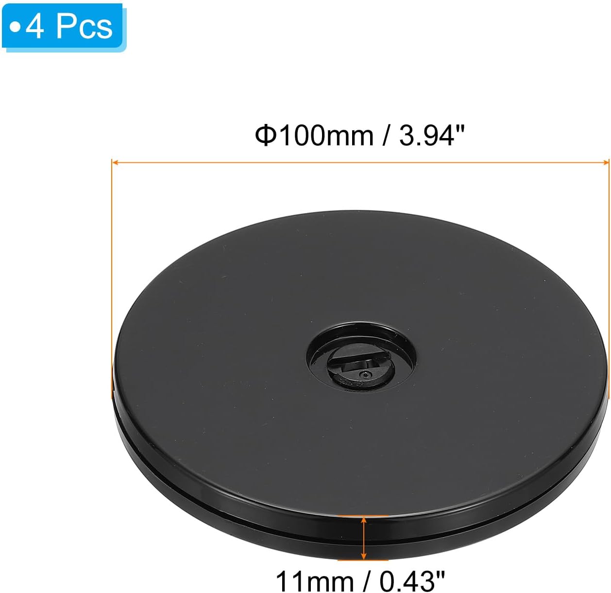 PATIKIL 4 Inch Heavy Rotating Swivel Stand, 4Pcs 360˚ Rotation Lazy Susan Turntable with Steel Ball Bearings for Model Base Rotating Plants TV Computers Monitors, Black