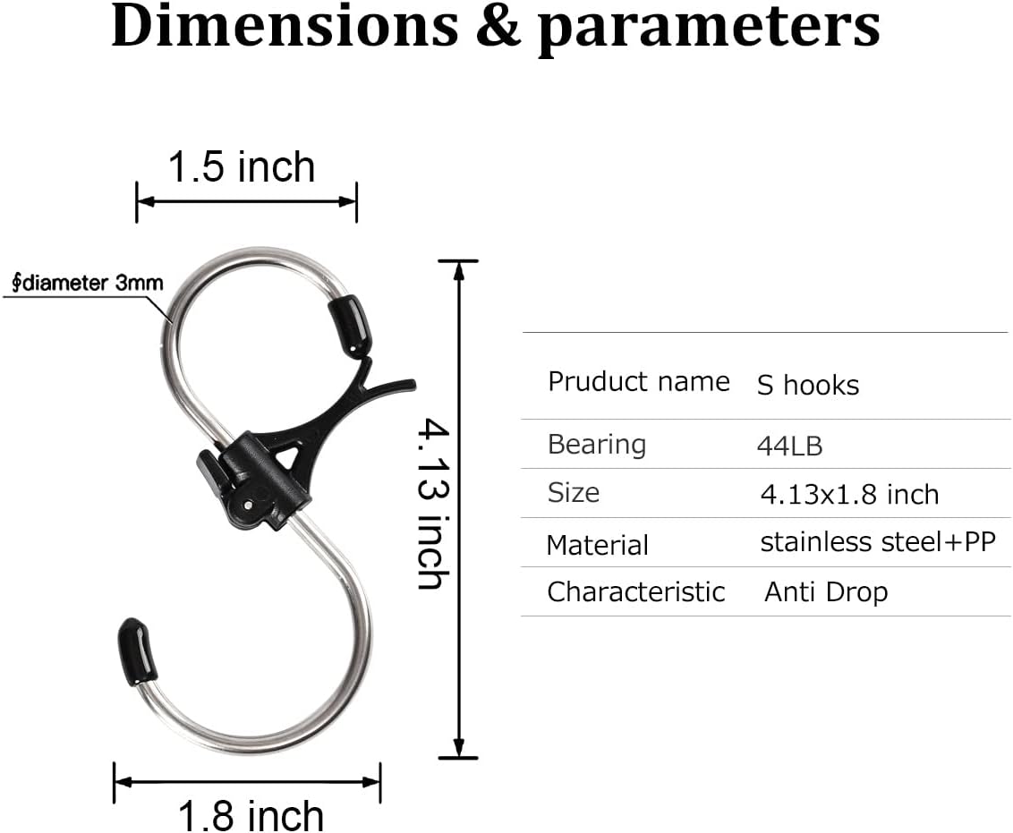 S Hooks Stainless Steel Heavy Duty S Hooks Anti Drop for Kitchen,Work Shop,Bathroom,Garden,Wardrobe,Office,Perfect Rack Hooks,Big,10Pieces