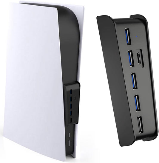 Megadream 6 Port USB Hub for PS5 Accessories, High-Speed Expansion Hub