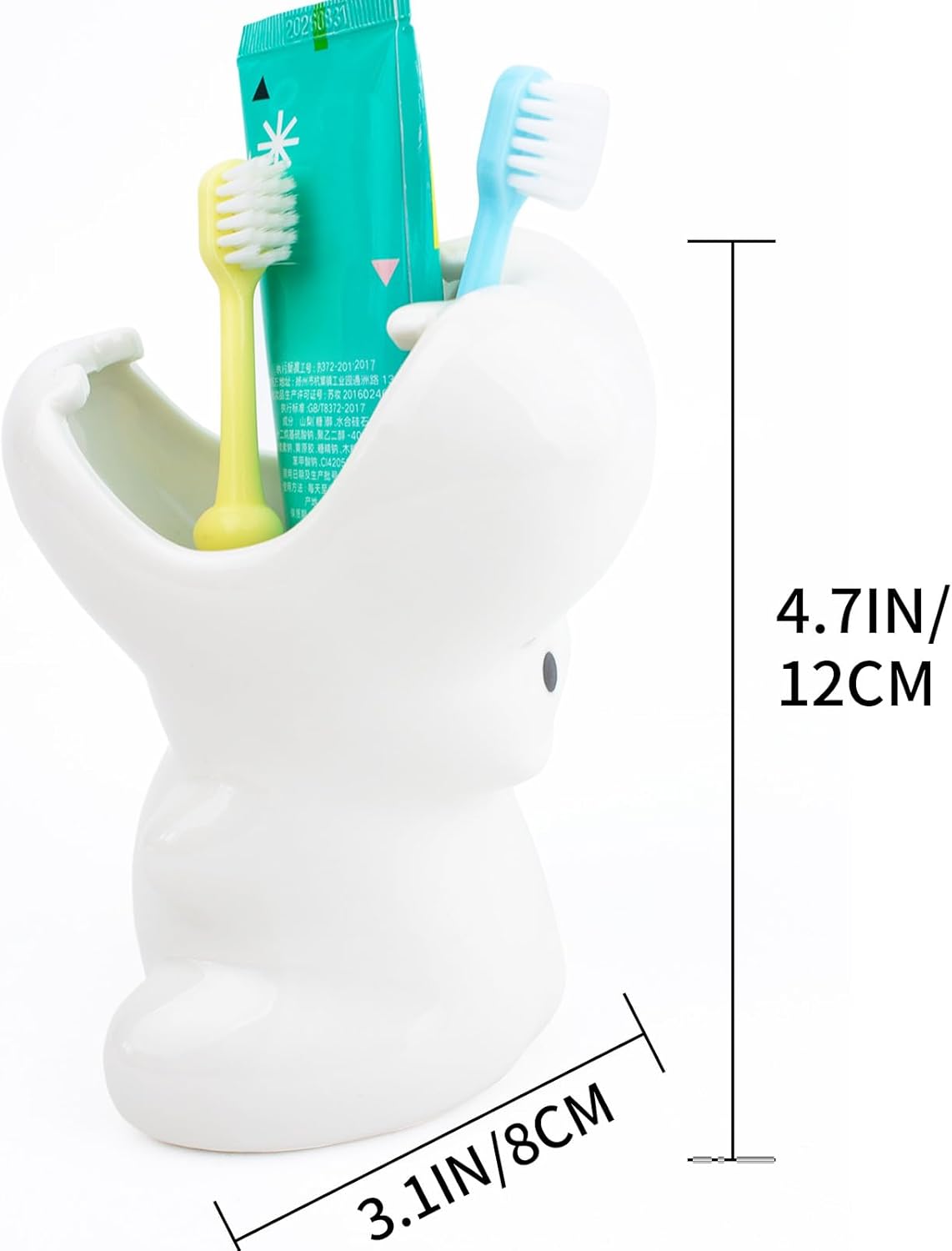 FlidRunest Kids Hippo Toothbrush Holder, Cute Hippo Pen Pencil Holder, White Ceramic Succulent Planter Pots for Home Office Decoration Desk Organization, Set of 1