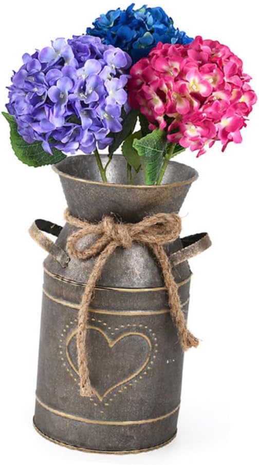 PRETYZOOM Iron Flowerpot Vintage Style Farmhouse Decor Galvanized Meta