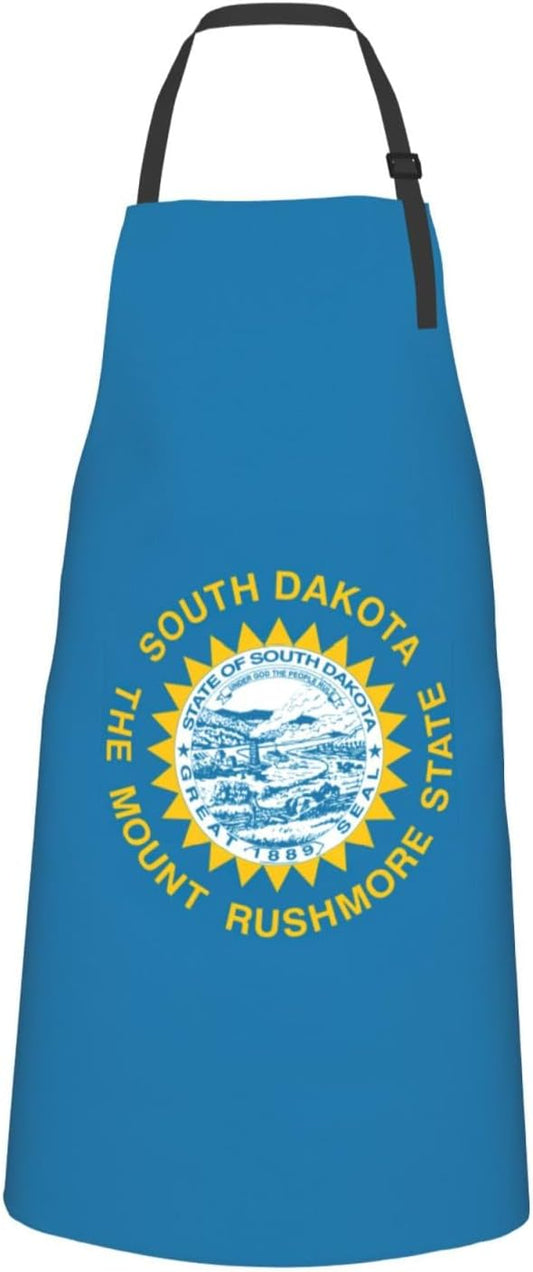 South Dakota Flag print Waterproof chef's apron with pocket apron for kitchen cooking baking barbecue and gardening