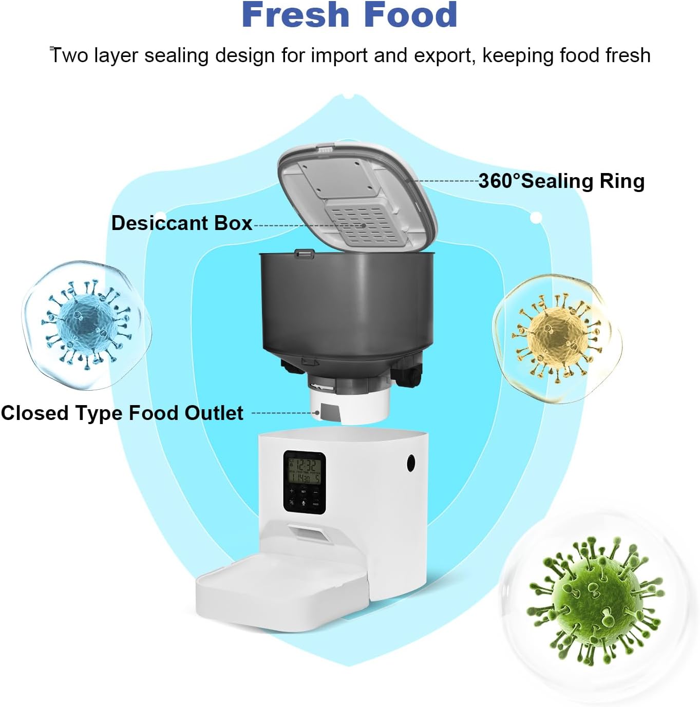 Automatic Cat Feeder, 4L Cat Food Dispenser with 10s Voice Recorder, P