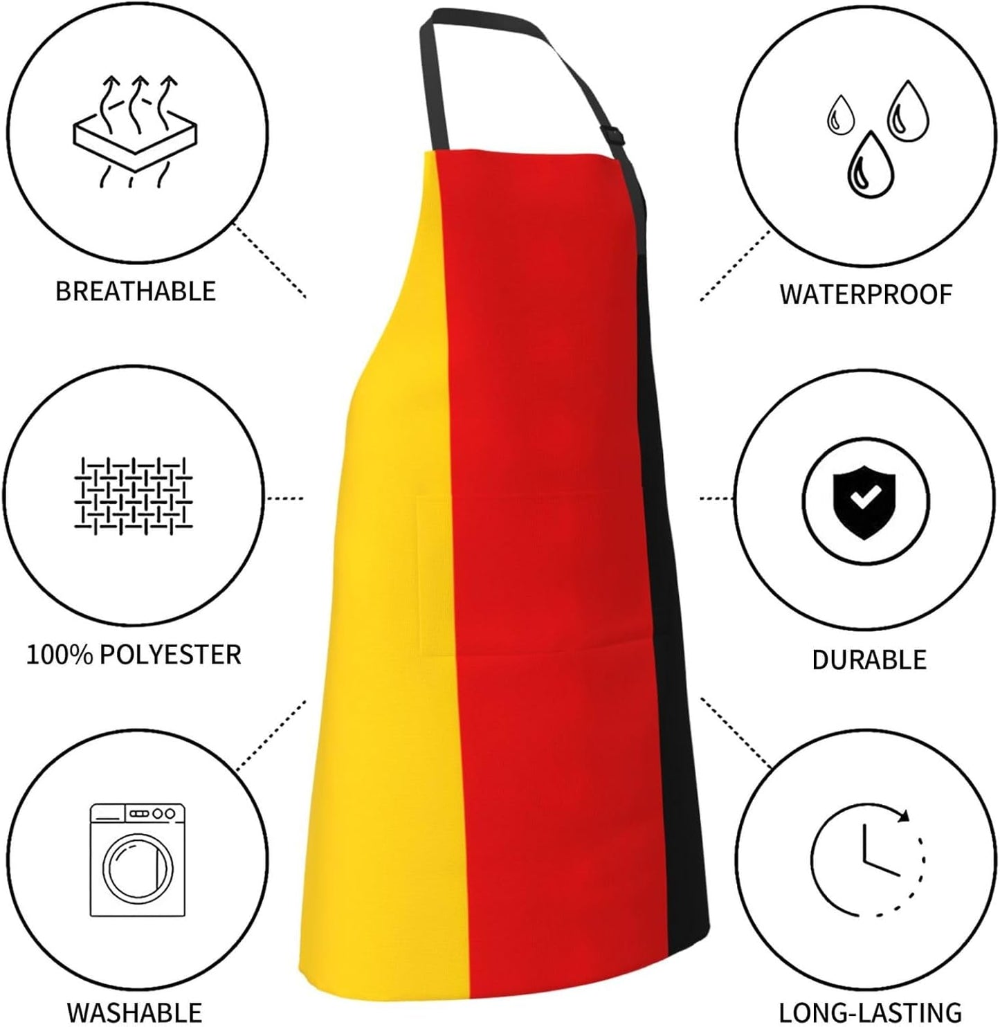 German flag print Waterproof chef's apron with pocket apron for kitchen cooking baking barbecue and gardening