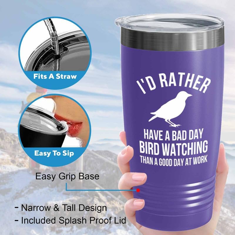 Birding Purple Edition Viking Tumbler 20oz - Bad day bird watching - B