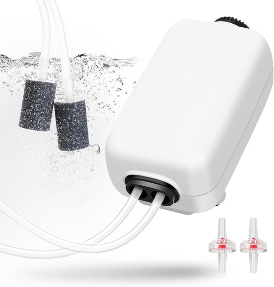 AQUANEAT Aquarium Air Pump for 20-210 Gallon Tank, Fish Air Bubbler, H