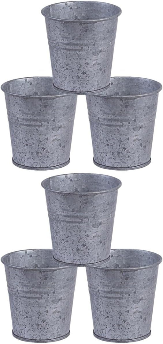 Cabilock Vintage Flower Pot Set 6 Pcs Retro Decorative Buckets Indoor Outdoor Home Garden Vases Containers 4.1 Inch