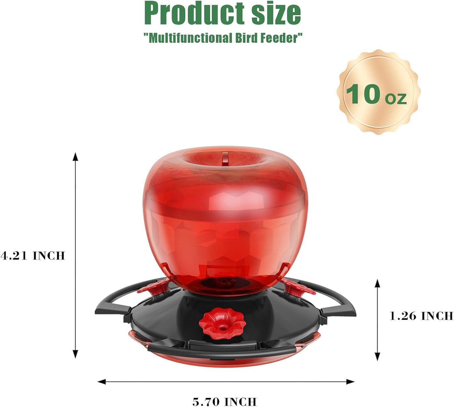 Hummingbird Feeders for Outdoors with Ant Moat, 10 oz Hanging Nectar Feeder, Decorative Light-Reflective Design, Leak-Resistant, Easy to Fill & Clean