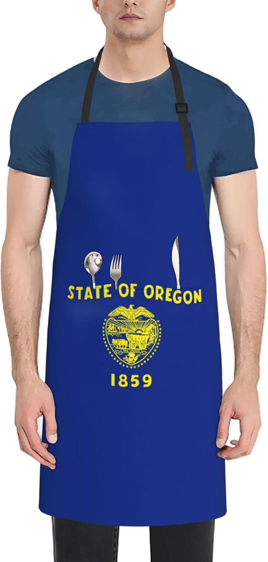 Oregon State Flag print Waterproof apron with pocket adjustable cooking apron for adult kitchen bibs to bake