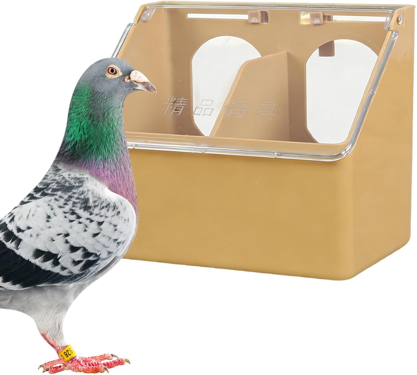 Outdoor Bird Feeder | Double-Hole Dispenser,Pigeon Feeding Box with Cover,for Parakeet Parrot Chicken Quail Poultry Indoor Outdoor Garden Backyard Farm