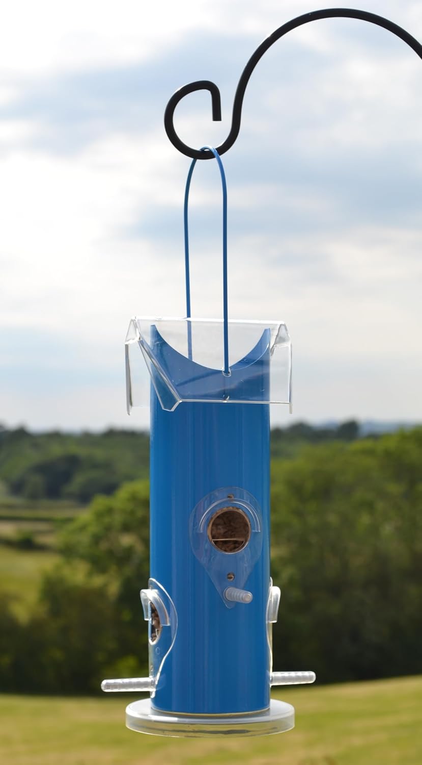 Supa Rutland Wild Bird Seed Feeders, Suitable for Seed and Sunflower Hearts, 4 Port Feeder, Finished in Summer Blue.